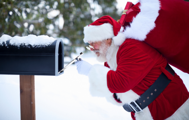 Santa at a mailbox
